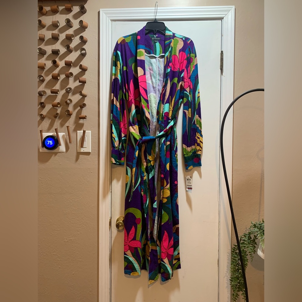 NWT INC Mar Full Bloom Multicolored Belted Jacket Size L